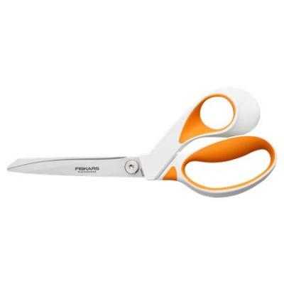 Olló, általános, 23 cm, FISKARS "RazorEdge Softgrip", narancssárga-fehér